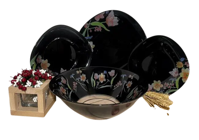 Сервиз столовый ударопрочный Luminarc Neo Carina Minuet Black стеклокерамика 19 предметов Черный с рисунком (169-135-V6291)