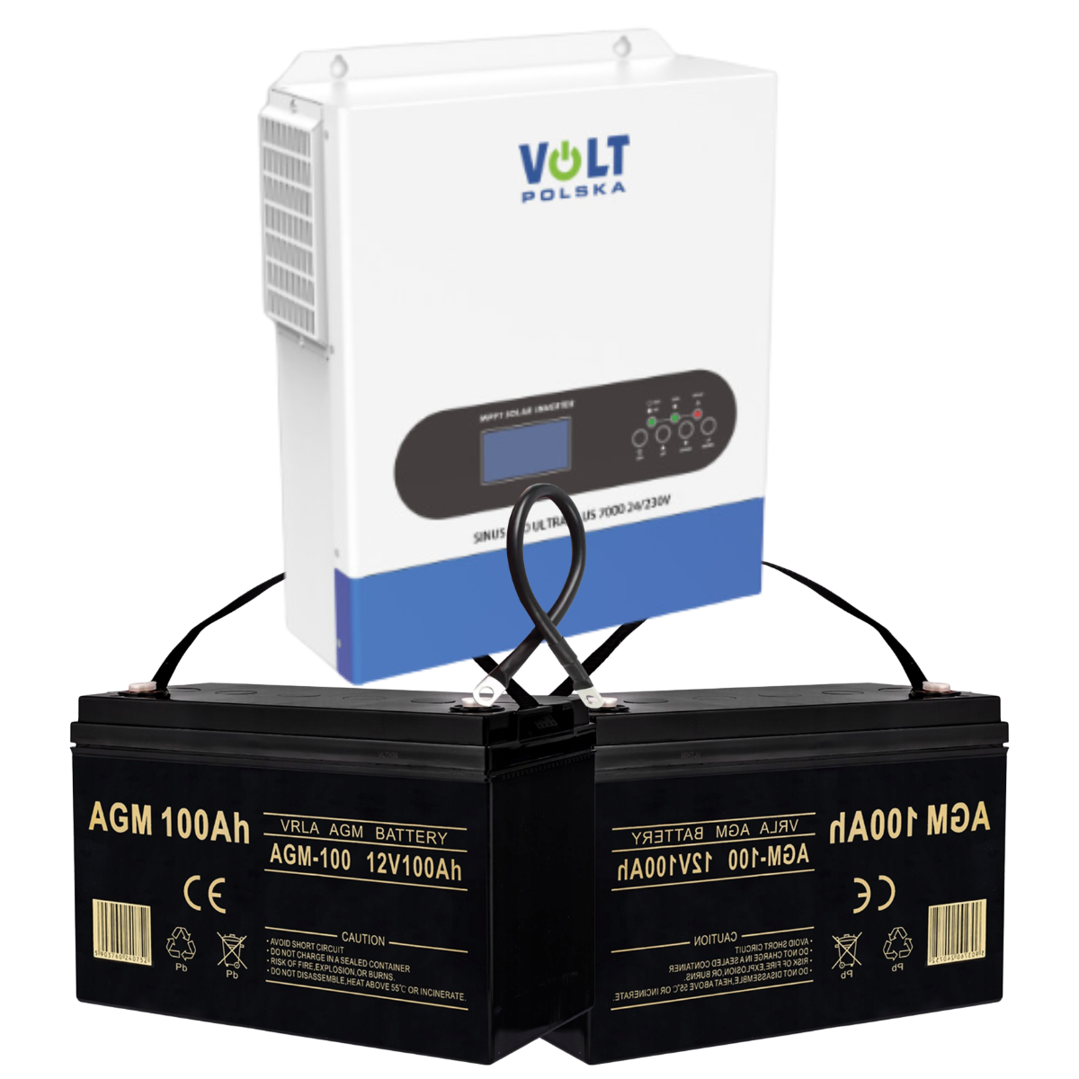 Источник бесперебойного питания Volt Polska ULTRA PLUS 7000 24/230V 3500/7000W и 2 аккумулятора VOLT VRLA 100 Ah 12V (leo-140908)