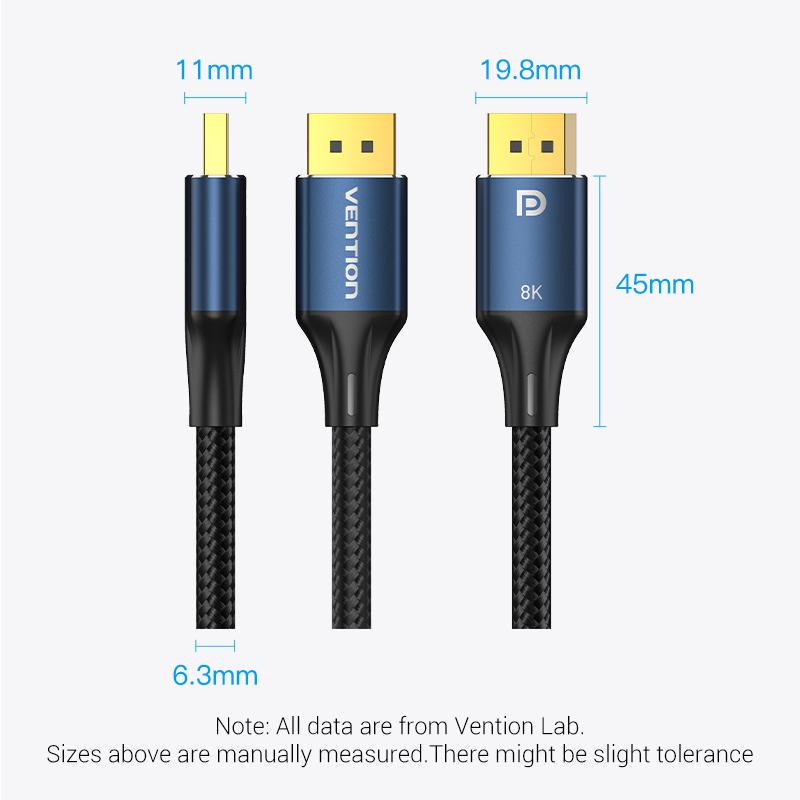 Кабель Vention DisplayPort 1.4 8K 60Hz 4K 144Hz 1080p 240Hz 32.4 Гбит/с DP Dynamic HDR G-Sync Free Sync 5 м Черный (HCELJ) - фото 8