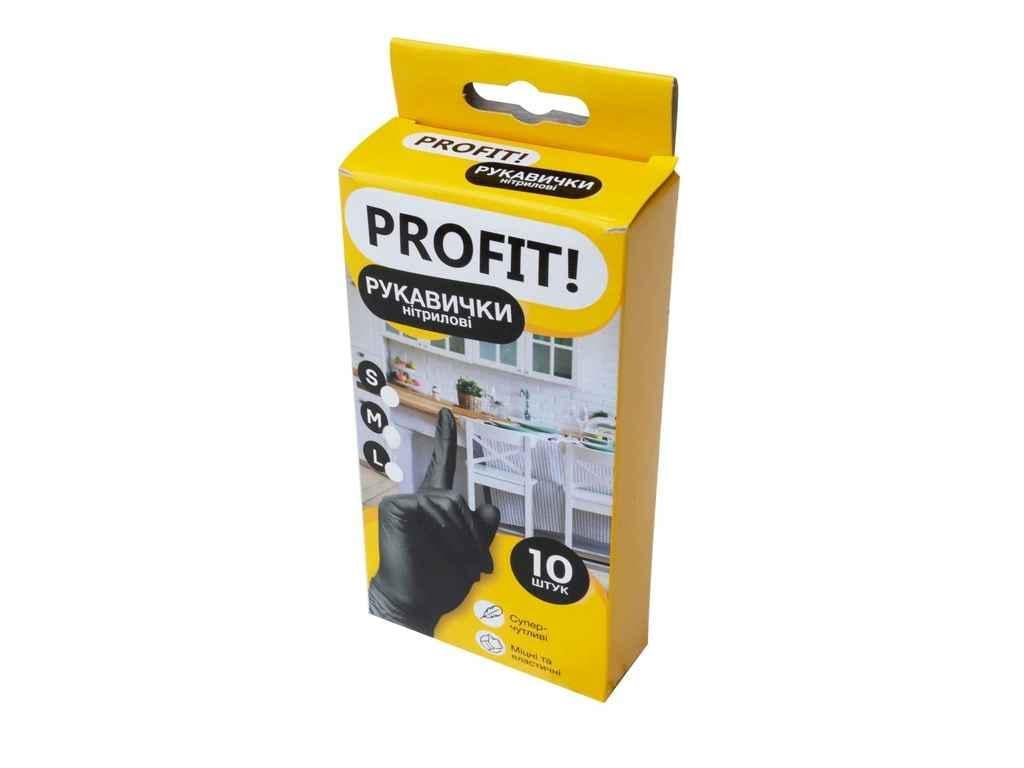 Рукавички нітрилові Profit L 10 шт. Чорний (989625)