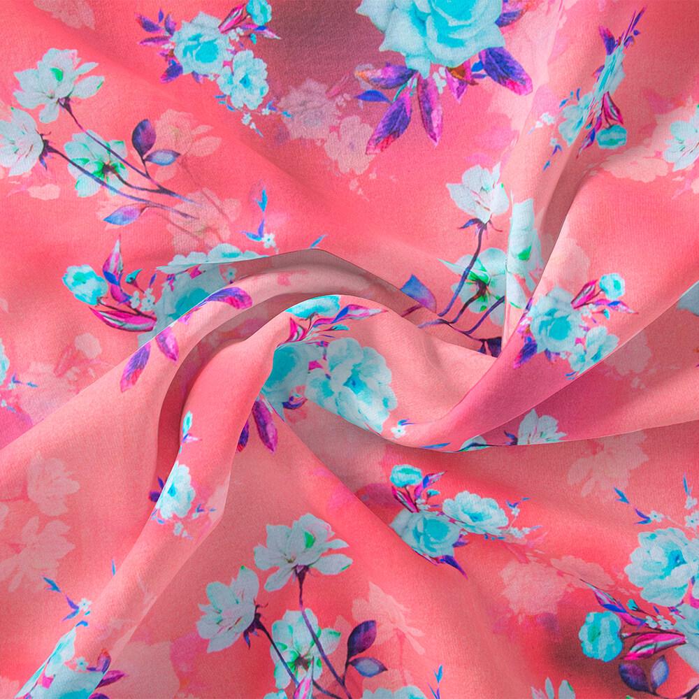 Ткань батист Digital Роуз Коралл (18404)