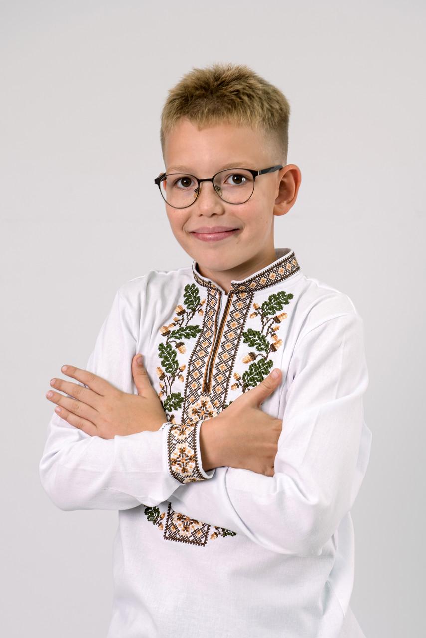 Вышиванка льняная на мальчика с длинным рукавом 158 см Белый (2140668497) - фото 4 Вышиванка льняная на мальчика с длинным рукавом 158 см Белый (2140668497) - фото 4