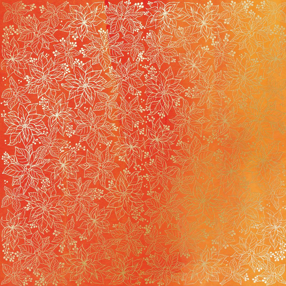 Лист бумаги односторонний Golden Poinsettia с фольгированием 30,5х30,5 см Yellow/Orange/Aquarelle