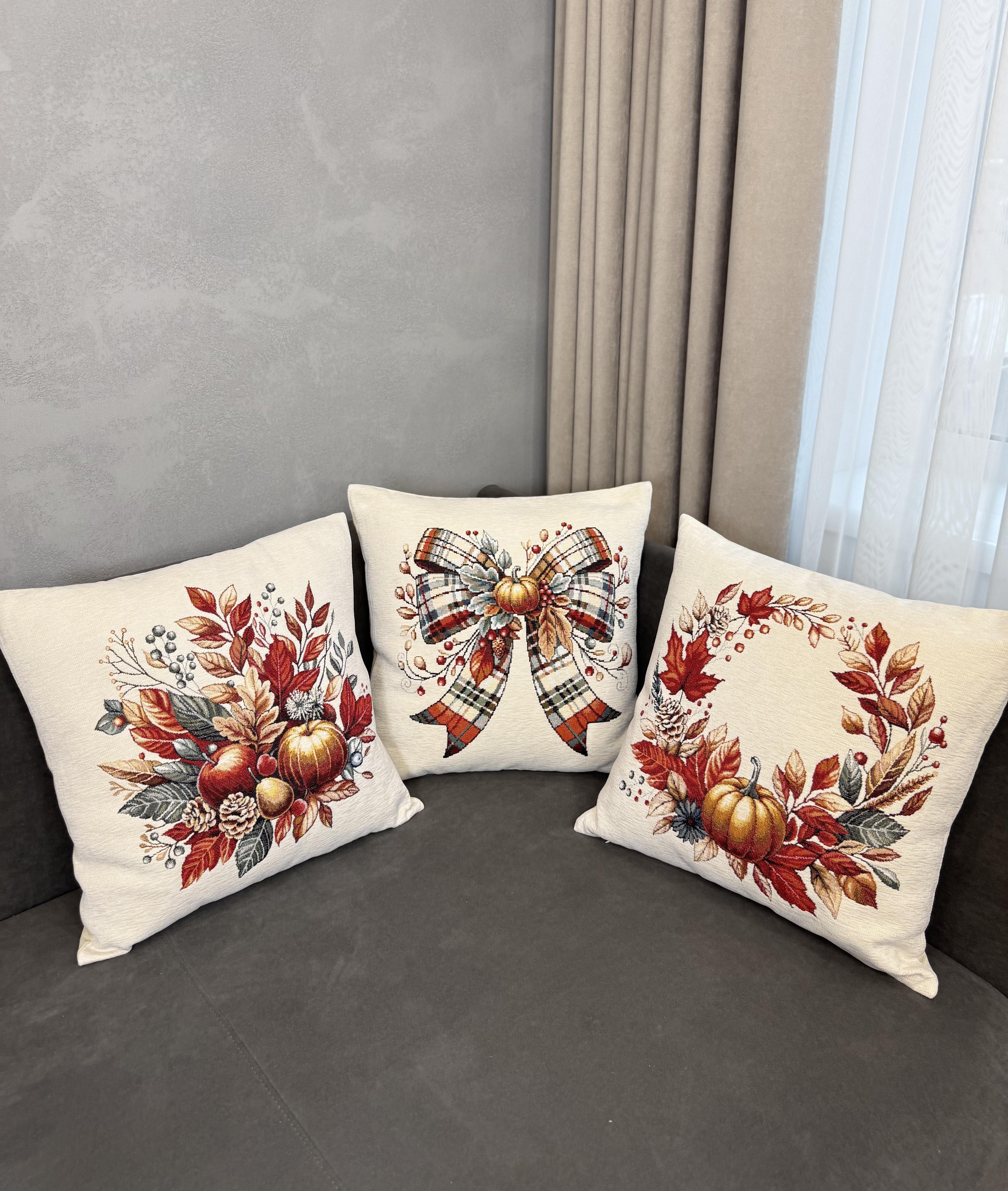 Набор наволочек Bows/00499 гобеленовый с шенилом 45х45 см 3 шт. (Bows/00499-PCset)