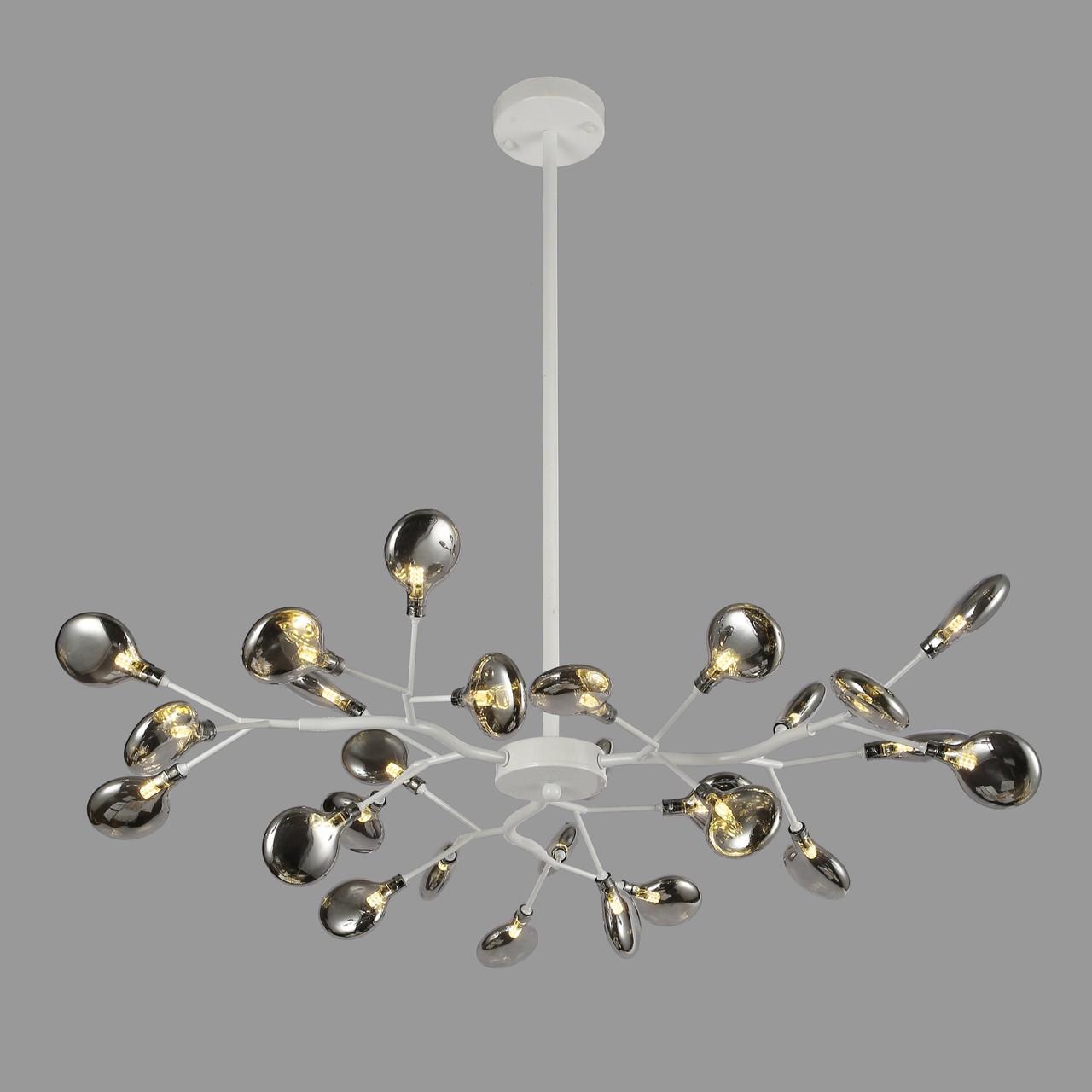 Люстра Petals з скляних пелюсток на 27 ламп Білий (918-LP447-27 WH+BK)