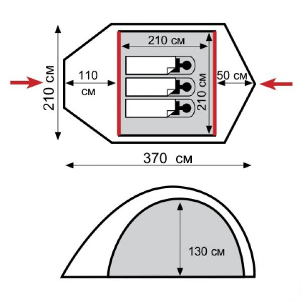 Намет Tramp Mountain TRT-023 3-місна туристична 3 м Green (2205709) - фото 2