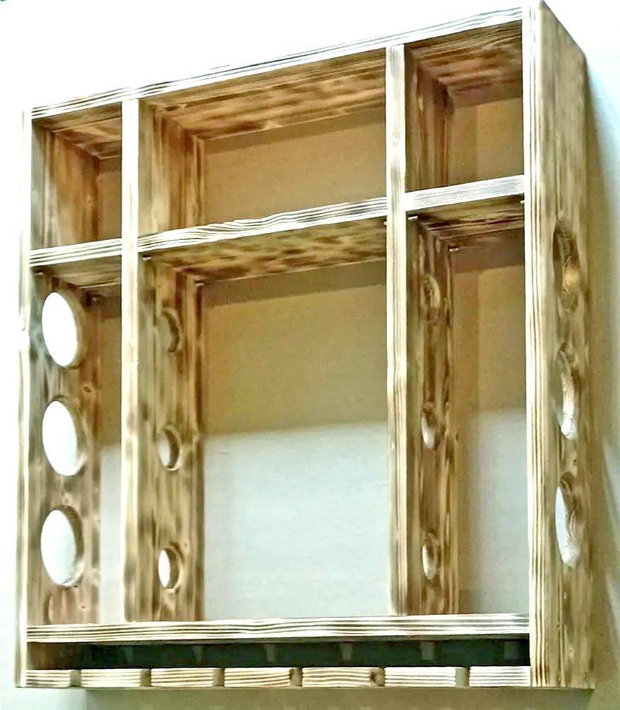 Полка для вина настенная из дерева Комаки Бенгала (ПНК-008427)