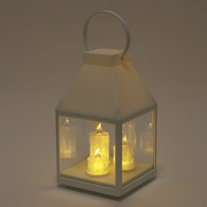 Свічник-ліхтар з 3-ма свічками LED 32 см Білий (OR-PL6262B-1) - фото 2