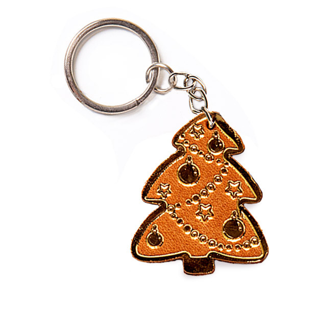 Брелок для ключей Елочка кожаная (Trinket-Tree-S190-Gold)