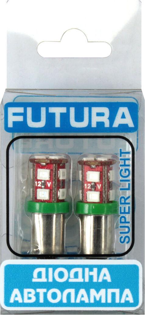 Лампочка FUTURA с цоколем LED T4W SMD 12 диодов 12V-2,5Вт BA9s 2 шт. Зеленый (70613)