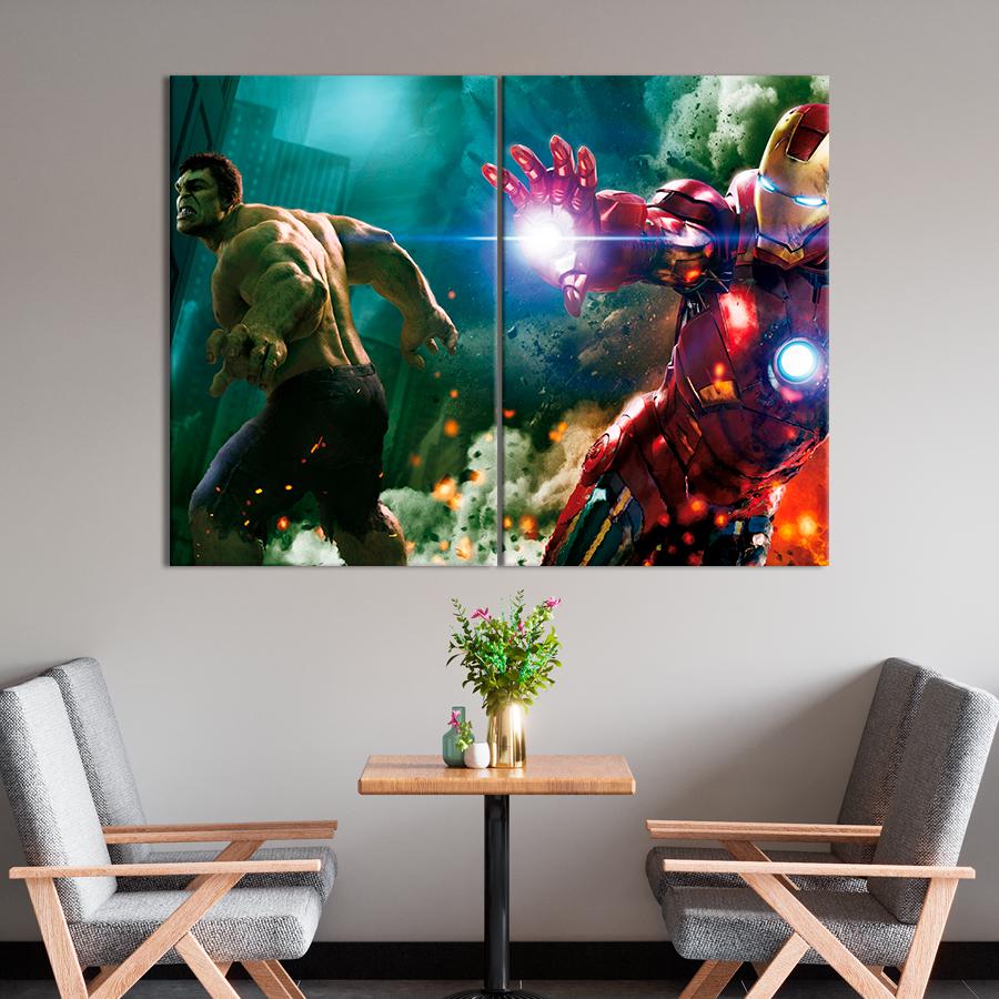 Настенний декор Мстители Халк и Железный человек 165x122 см (A28-2)