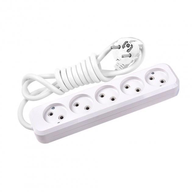 Подовжувач Lider 5 гнізд без заземлення 5 м Білий (LP10-515)