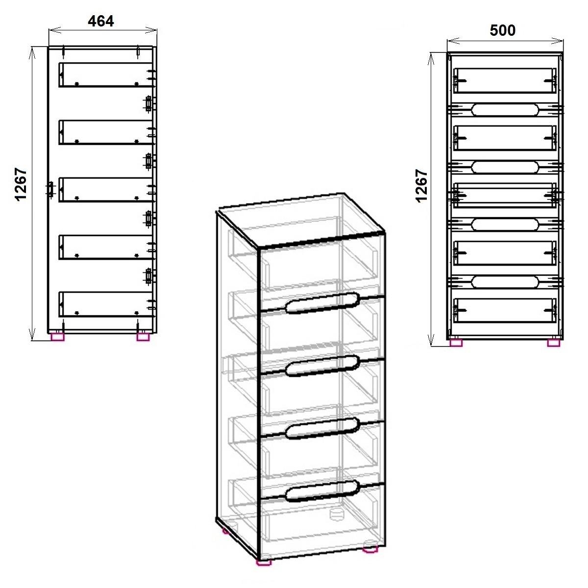 Комод Стиль-8 компанит 50х46х127 см Орех экко - фото 2 Комод Стиль-8 компанит 50х46х127 см Орех экко - фото 2