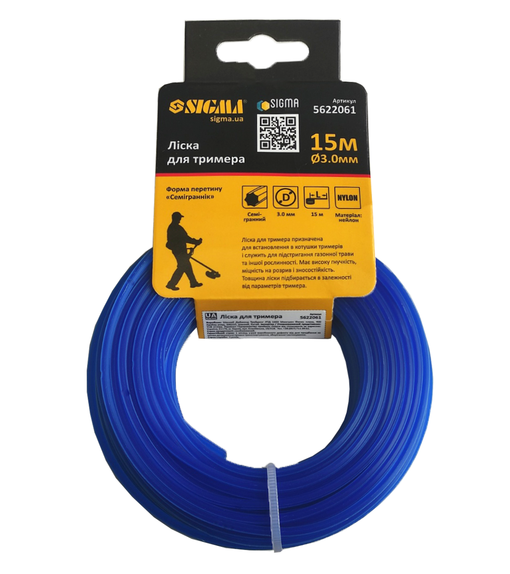 Жилка для тримера Sigma семигранник 3,0 мм 15 м (1784) Жилка для тримера Sigma семигранник 3,0 мм 15 м (1784)