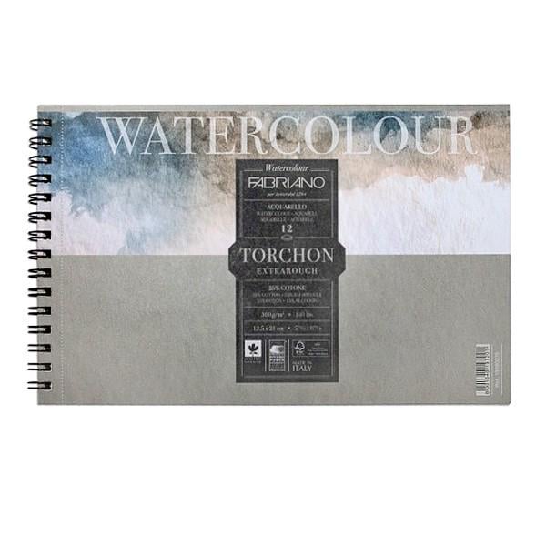 Альбом для акварели Fabriano Watercolour Torshon на спирали 25% хлопок 300 г/кв. м 12 л. 13,5x21 см Белый (19100279)