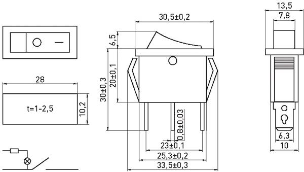 Перемикач E.NEXT e.switch.key.03 1 клавіша з підсвічуванням 1NO 28 мм 220 V Червоний неон (s2040003) - фото 5