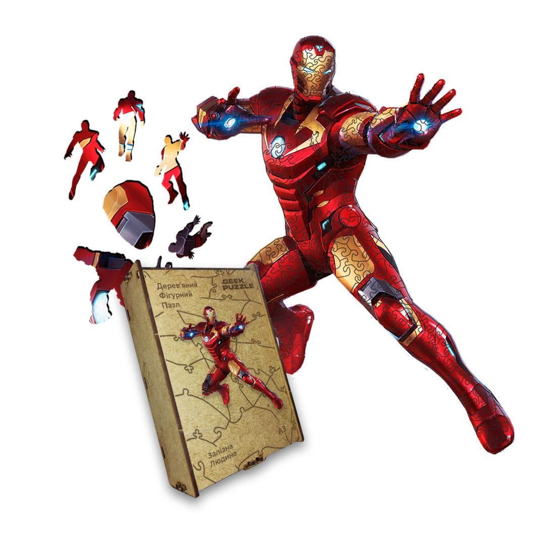 Пазл дерев'яний Залізна Людина А2 дерев'яна коробка 300+ елементів Пазл дерев'яний Залізна Людина А2 дерев'яна коробка 300+ елементів