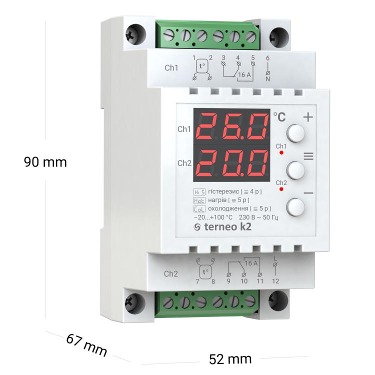 Терморегулятор для охлаждения и вентиляции Terneo K2 2x16A 2x3000BA (4820120220333) - фото 5