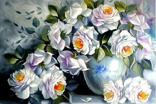 Алмазна мозаїка Білі троянди 60x40 см (DM.046)