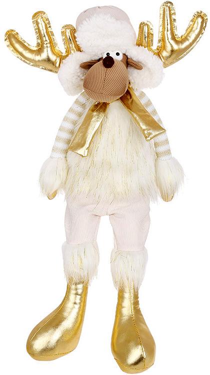 Игрушка новогодняя Олень 55 см Кремовый с золотым