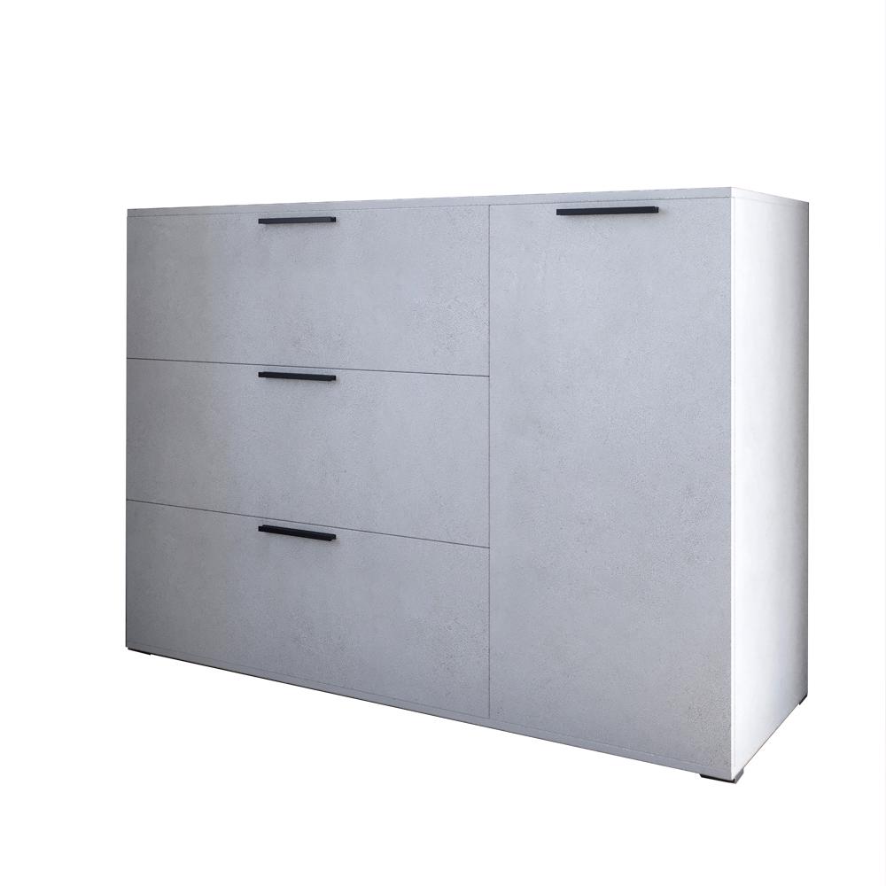 Комод Lion Краш с тремя выдвижными ящиками и закрытыми полками Бетон style (000-000-2244) - фото 2