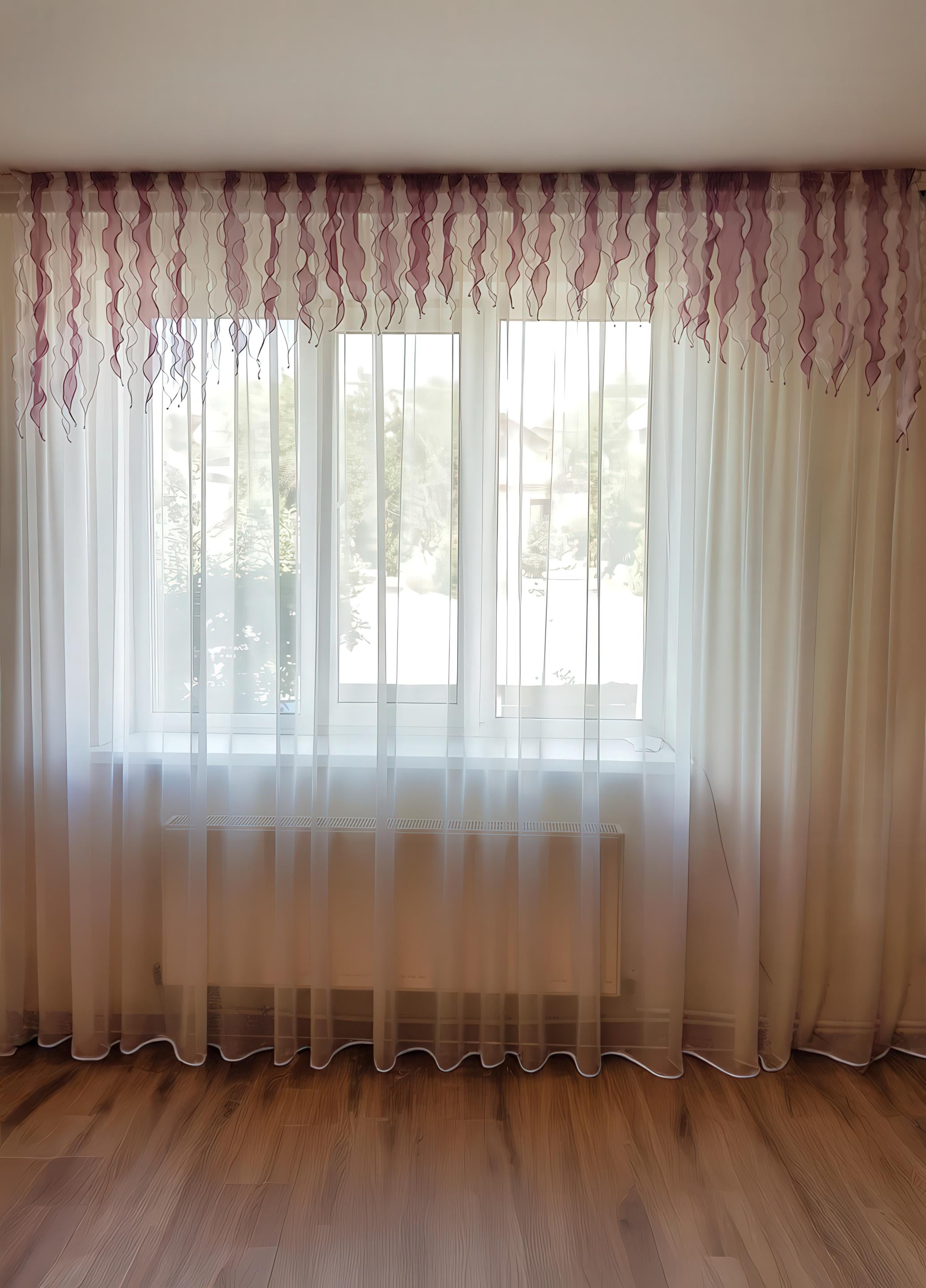 Ламбрекен Firanka Водопад карниз 250 см Розовый с сиреневым/Белый (8_1в)