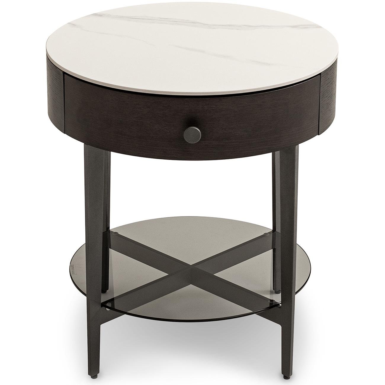 Кофейный столик York с ящиком 45 см Smoky oak and white black base (16042)