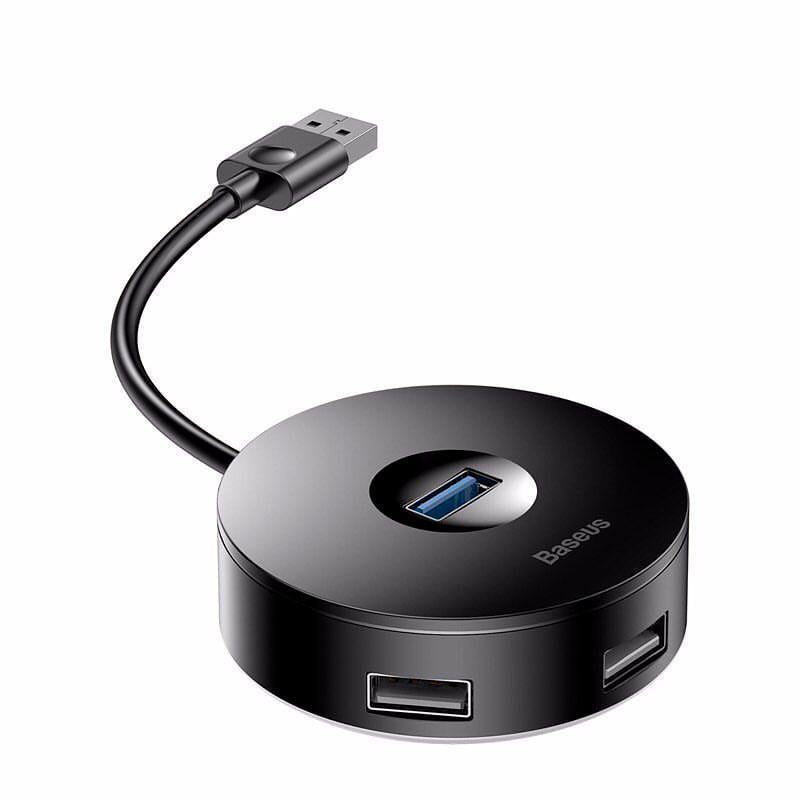 Адаптер мультипортовий USB Хаб Baseus Round Box 1 USB3.0 3 USB2.0 CAHUB-F01 Black