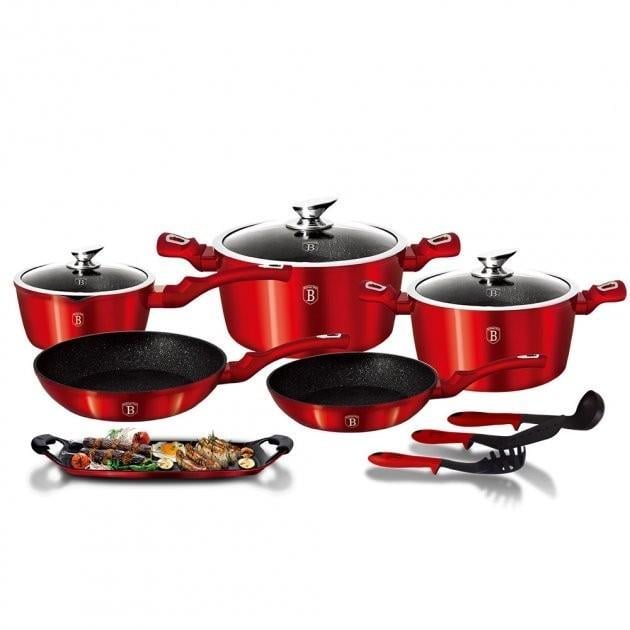 Набір посуду з антипригарним покриттям Berlinger Haus BH-1695N 12 пр. Червоний (GV-1031)