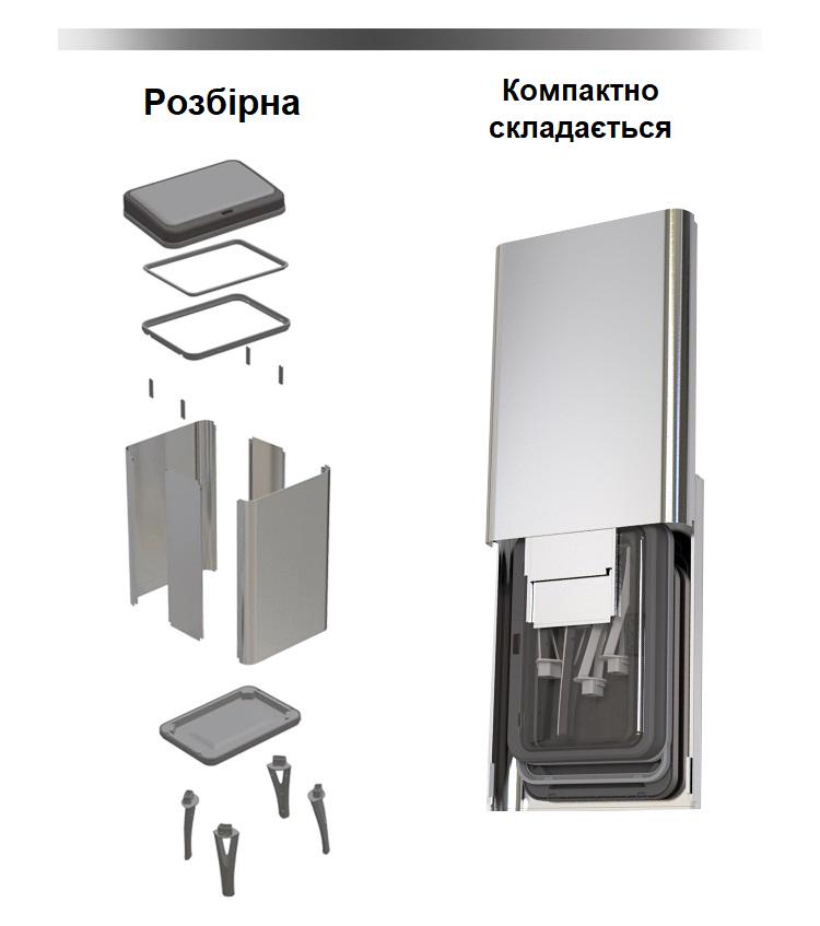 Корзина для мусора сенсорная Power разборная металлическая 50 л Черный (PW-808-MB50) - фото 5