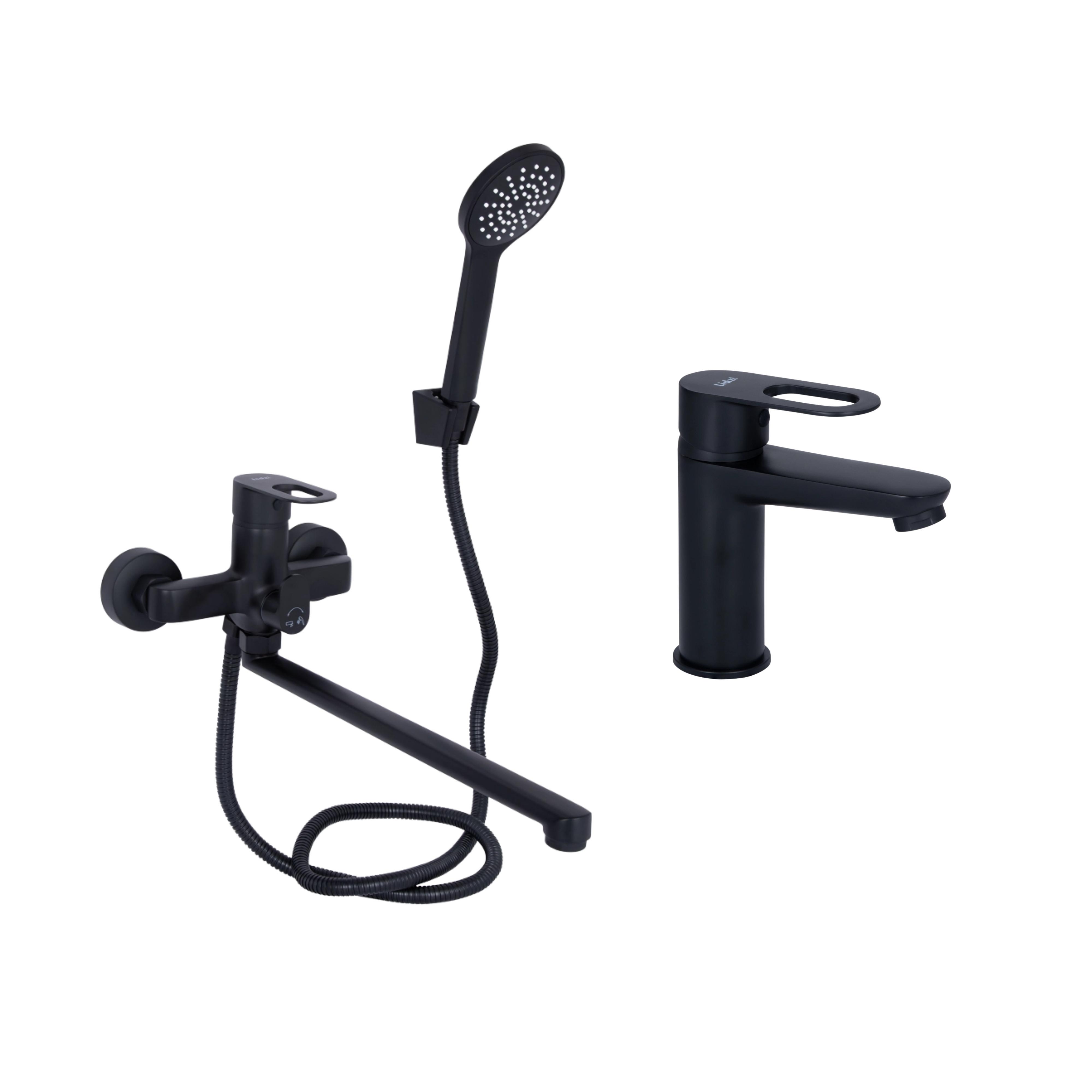 Комплект смесителей Lidz Latwa для раковины и ванны 2 шт. Black (LDLAT001BLA45418/LDLAT005BLA45420)