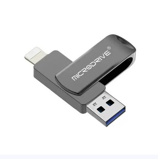Флешка металева Microdrive 2в1 USB-Lightning 32Gb Black