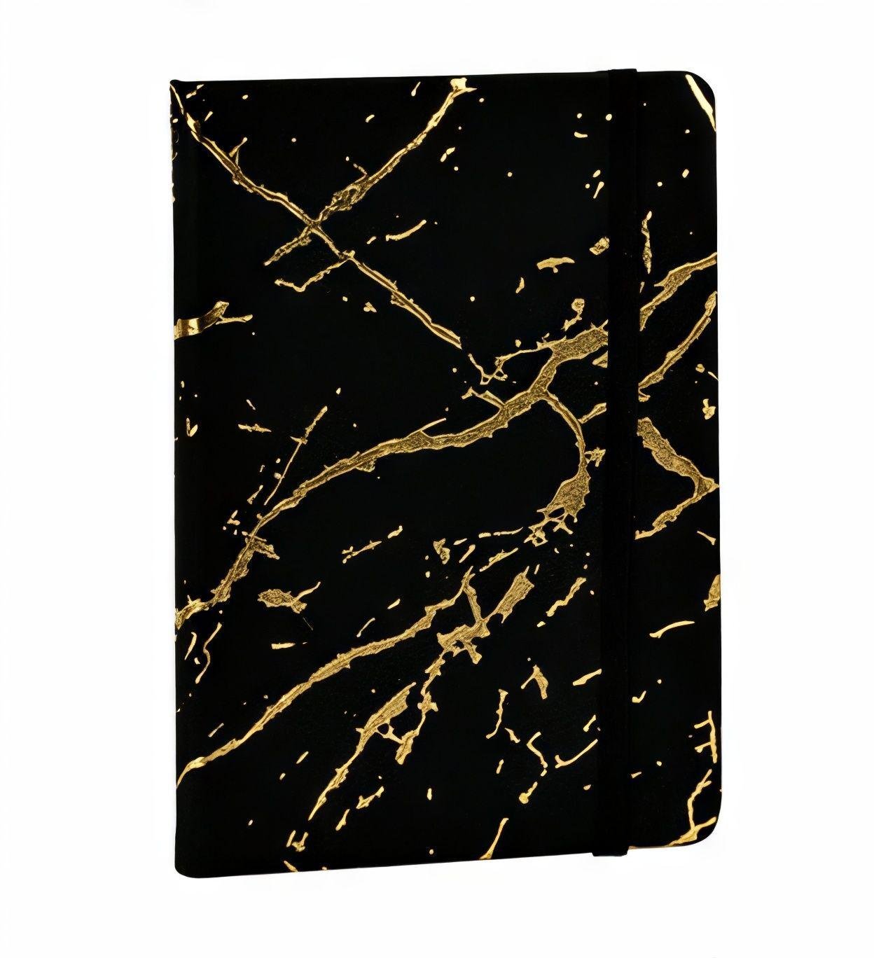 Блокнот на резинке Stenson Golden lines 105х148 мм 80 листов мягкий Черный (WW01585ST)