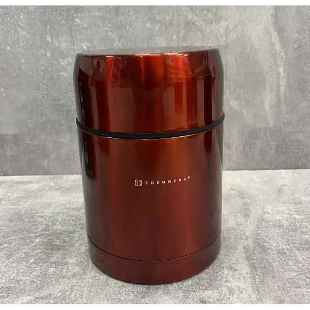 Термос пищевой ваккумный с отдельной тарелкой Edenberg EB-3509 800 мл Красный - фото 1