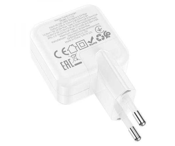 Устройство зарядное сетевое Hoco C111A Lucky Type-C PD30W USB QC3.0 White - фото 4 Устройство зарядное сетевое Hoco C111A Lucky Type-C PD30W USB QC3.0 White - фото 4