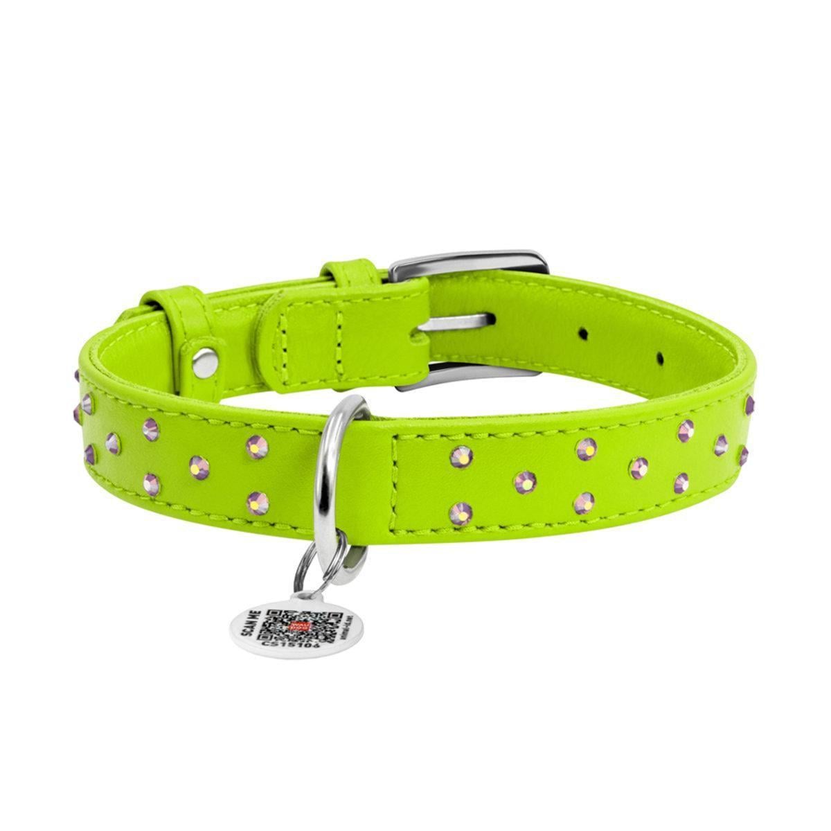 Ошейник для собак кожаный Waudog Glamour с QR паспортом/клеевыми стразами 25 мм х 38-49 см Салатовый (32795 Col) Ошейник для собак кожаный Waudog Glamour с QR паспортом/клеевыми стразами 25 мм х 38-49 см Салатовый (32795 Col)
