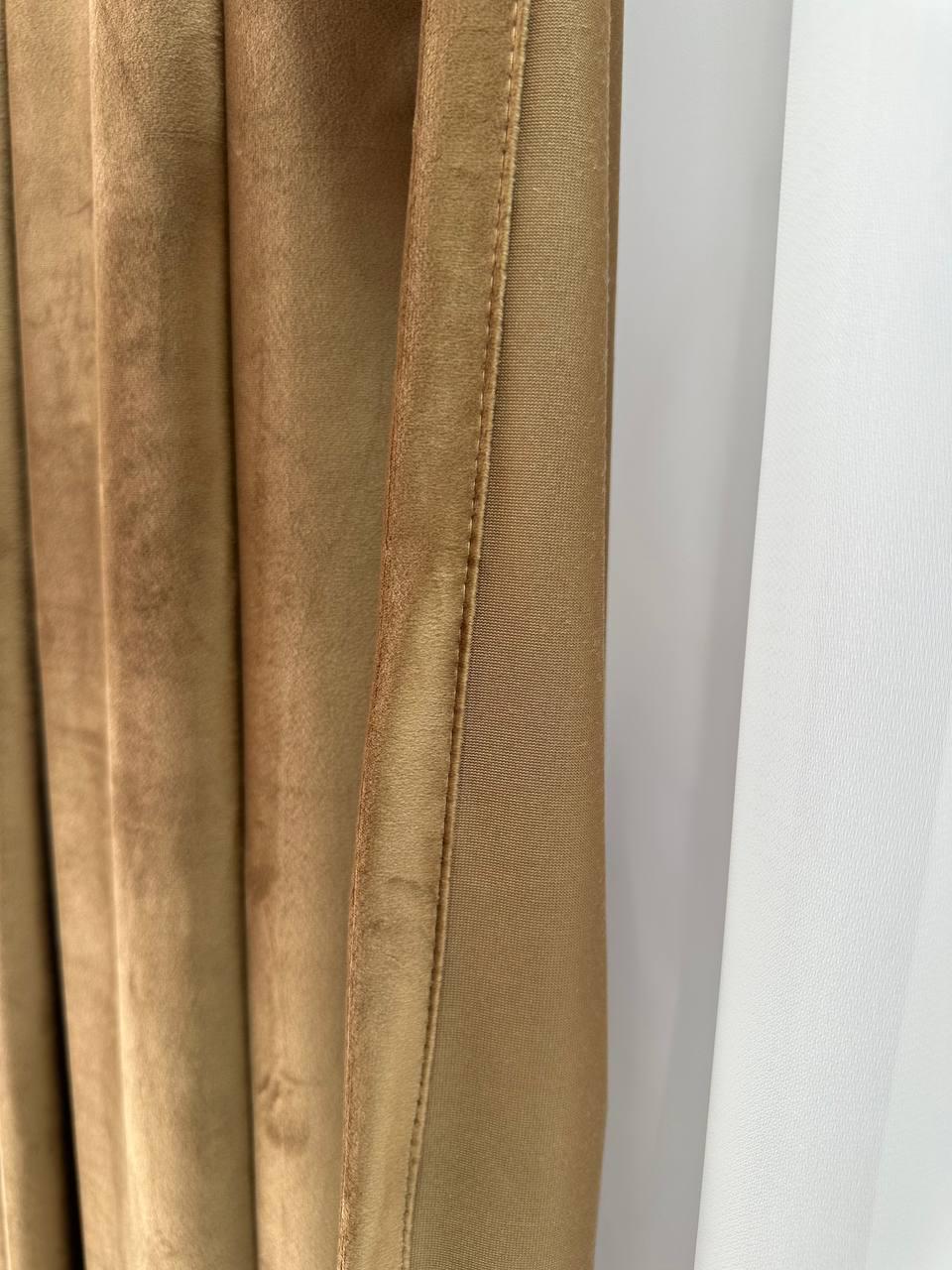 Штора бархатная на тесьме 6 см 300x250 см Светло-коричневый (6319-N16-Т43) - фото 9 Штора бархатная на тесьме 6 см 300x250 см Светло-коричневый (6319-N16-Т43) - фото 9