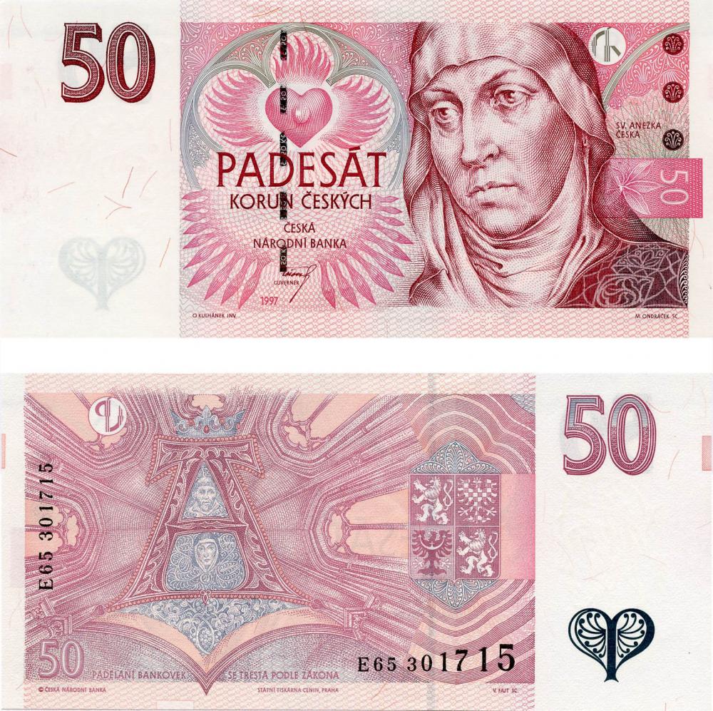 Коллекционная банкнота Чехия 50 крон 1997 UNC P17 (Б06270)