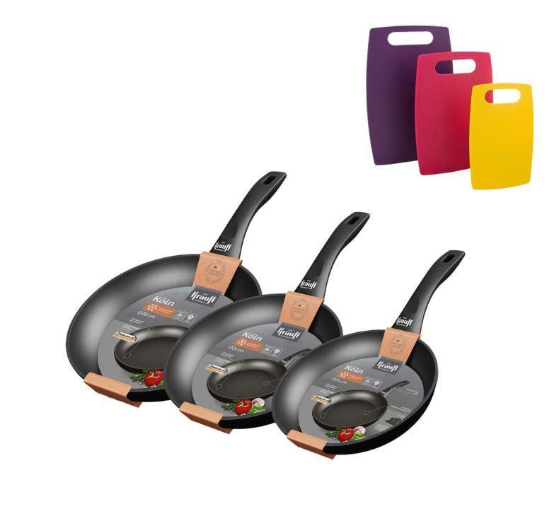 Набор сковородок Krauff Koln 24/26/28 см с набором кухонных досок (55-333-449)