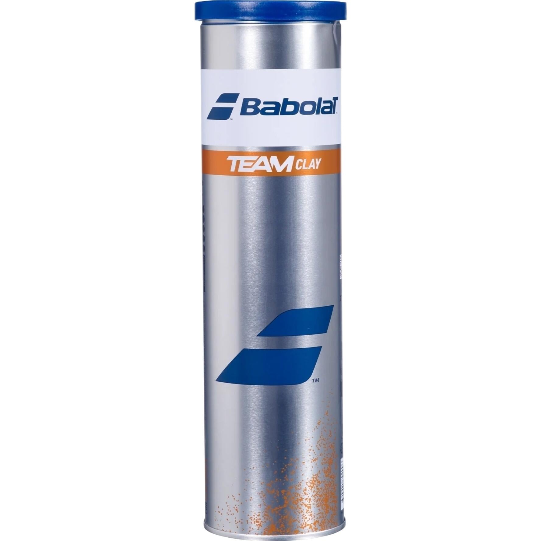 Набор мячей для тенниса Babolat TEAM CLAY METALL BOX 4 шт. Желтый (502080-113y)