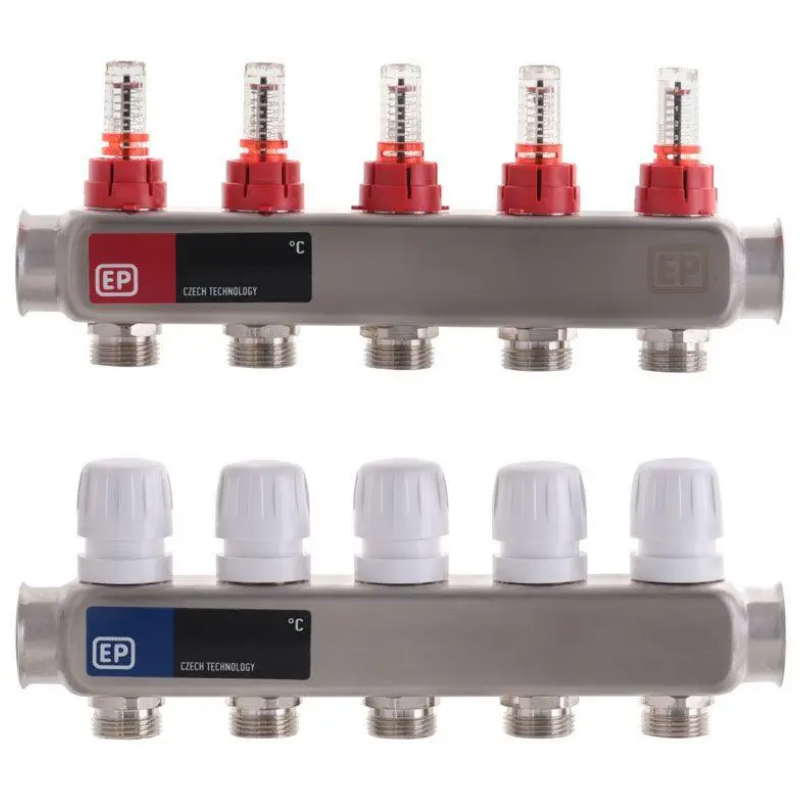 Коллектор Europroduct на 5 выходов в сборе для теплого пола 1"-3/4"