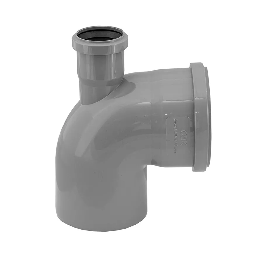 Колено канализационное СВК-Альянс 110х90° с отводом вверх 50 мм