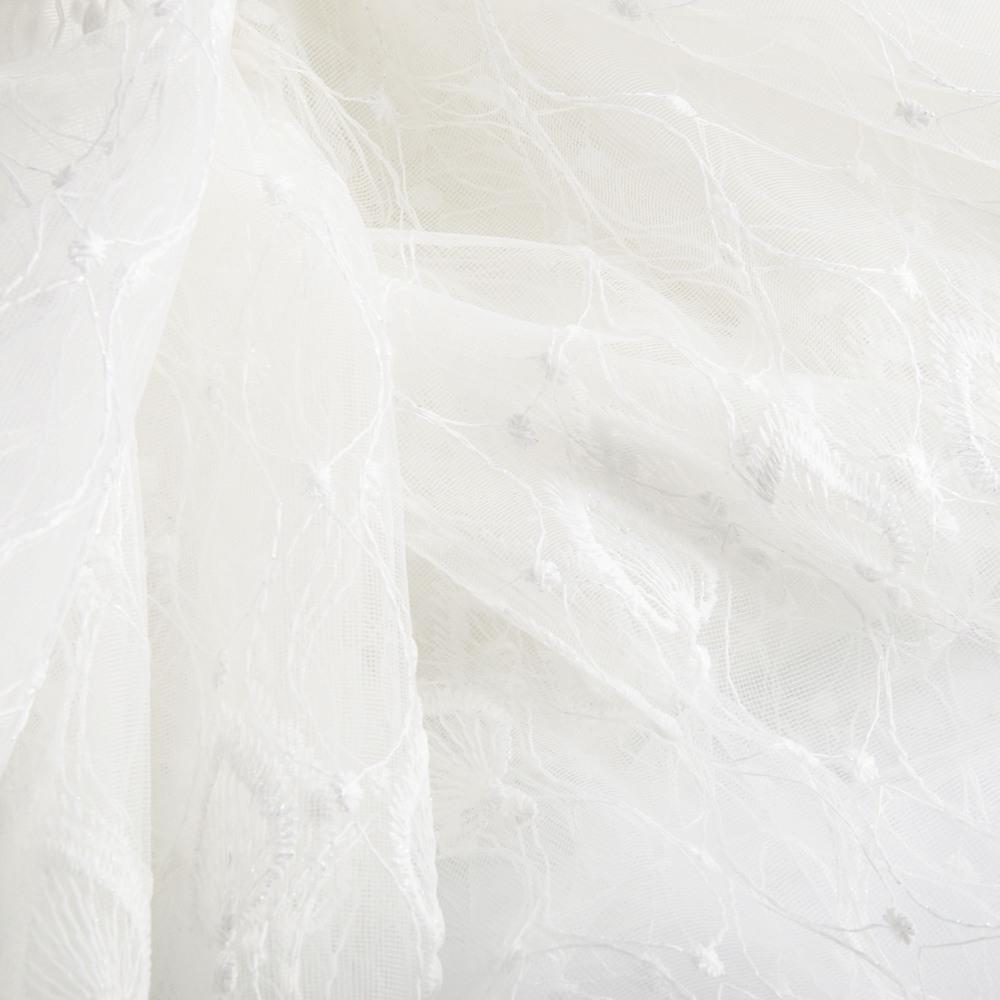 Тюль сетка с вышивкой V-065 Экрю (22640)