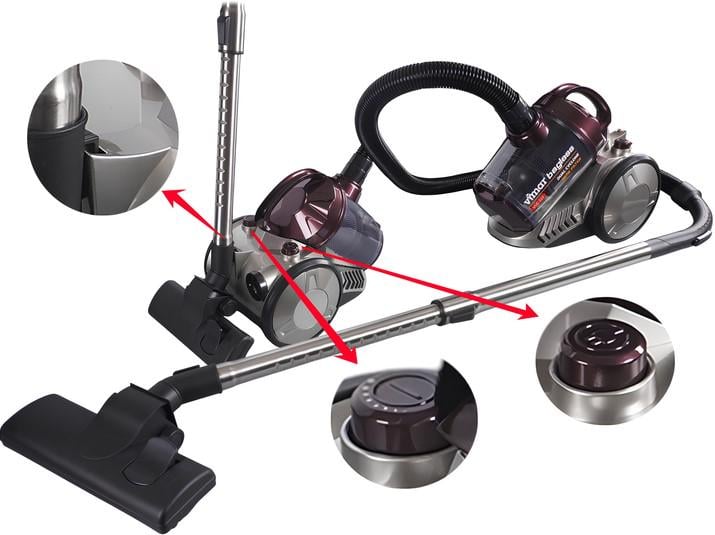 Пилосос колбовий без мішка Vimar vvc-222 R 2200 Вт (45767) - фото 3 Пилосос колбовий без мішка Vimar vvc-222 R 2200 Вт (45767) - фото 3