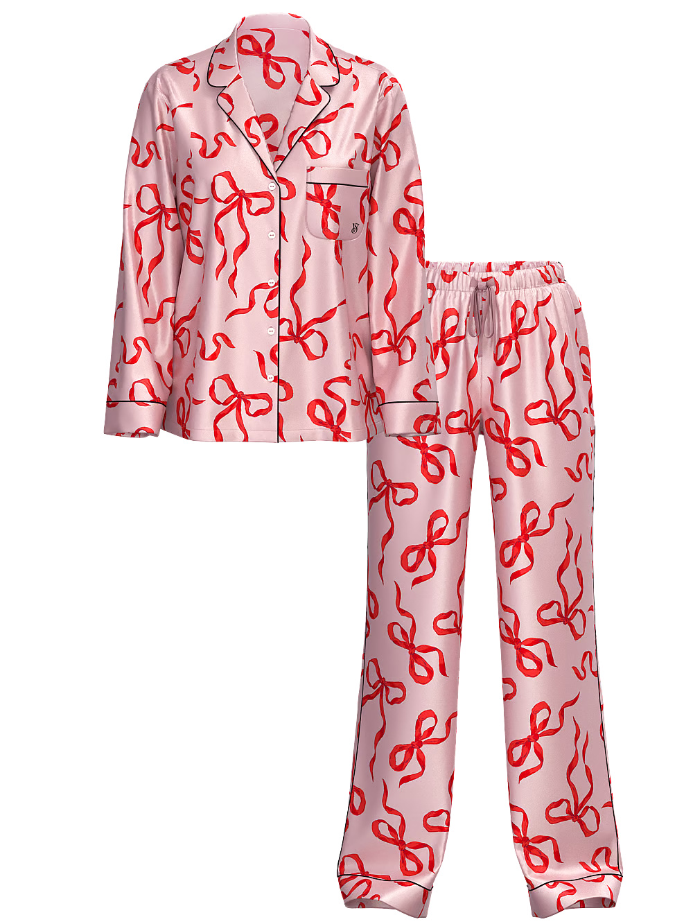 Піжама жіноча Victoria's Secret Satin Long Pajama Set сатинова S Рожевий (22614594) - фото 3