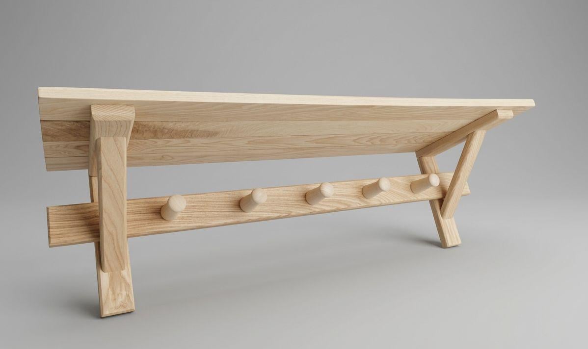 Полка для бани и сауны на 5 крючков 75 см из ясеня (33083358)