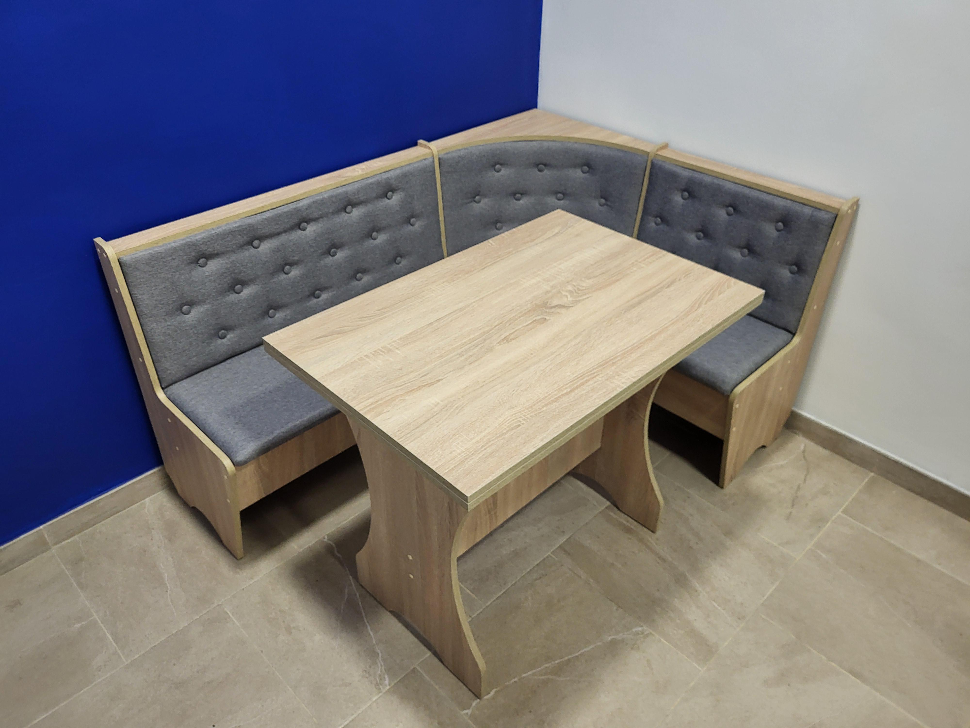 Кухонный уголок Семейный с раскладным столом 113,5х153,5 см Дуб Сонома/Сильвер (KS-DS-S)