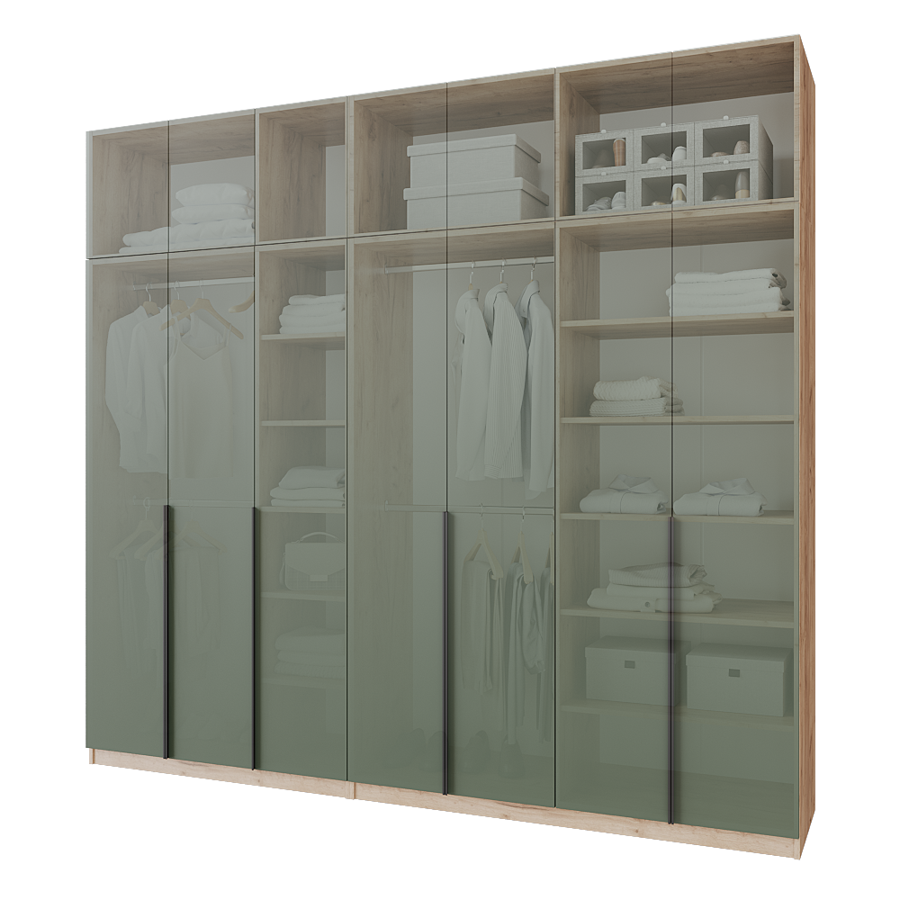 Шкаф распашной с антресолью Меблітренд Чиназес Чиа-2800.4 2800х500х2450 мм Дуб крафт золотой/Зеленый дымчатый (27290342) - фото 2 Шкаф распашной с антресолью Меблітренд Чиназес Чиа-2800.4 2800х500х2450 мм Дуб крафт золотой/Зеленый дымчатый (27290342) - фото 2