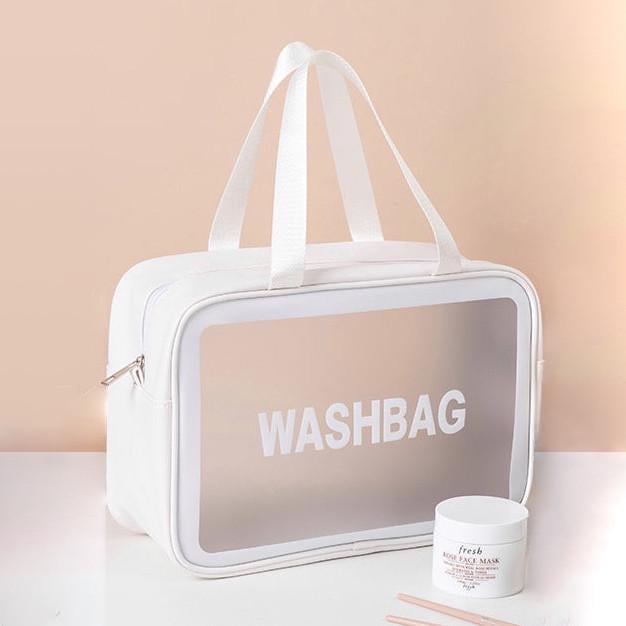 Косметичка-органайзер водонепроникна прозора L 30x12x21 см Білий (2511916379)