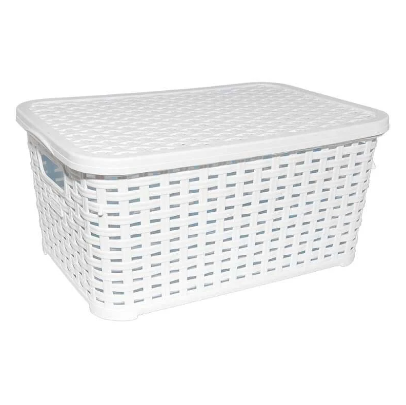 Кошик з кришкою Plastart Ротанг 5 л Білий (MUP-SP-290-WHITE)